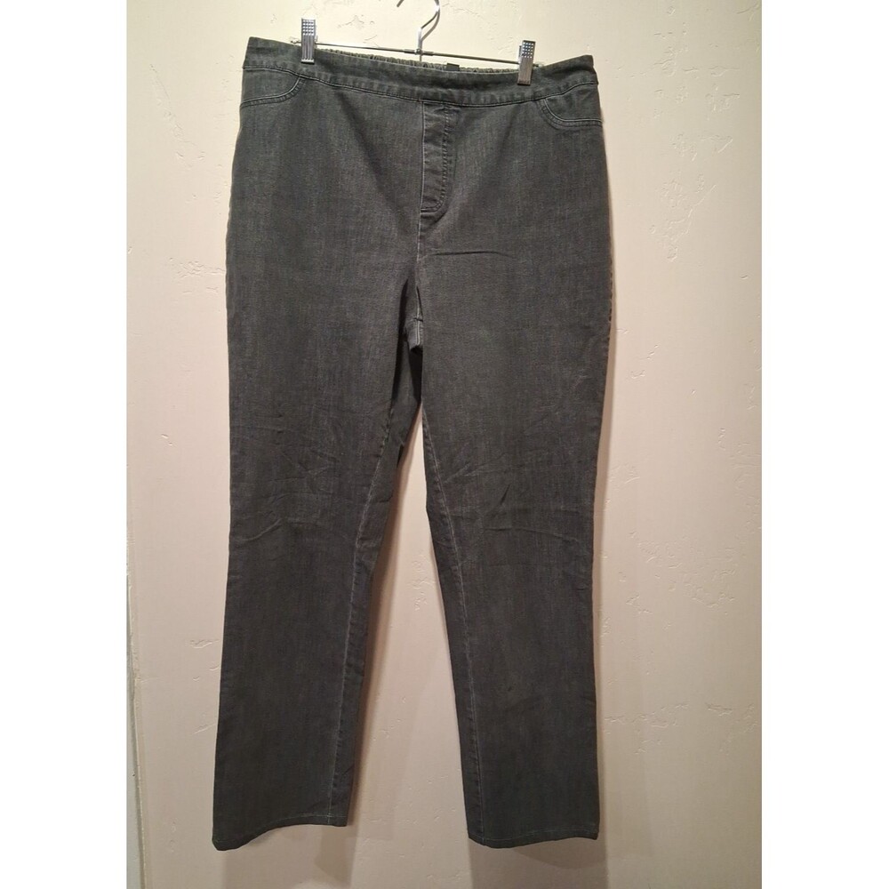 ISAAC MIZRAHI Charcoal Gray Stretch Denim Jean 18W Tall Straight Leg Comfort